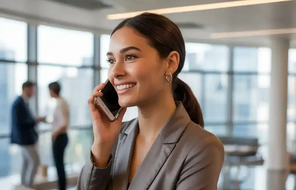 Ai Receptionist answering a phone call in the office